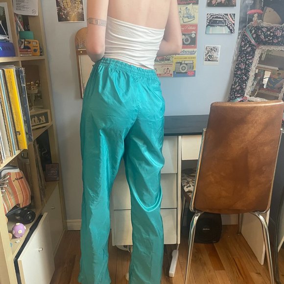 Mens Large Vintage 90s Neon blue windpants! - Picture 6 of 16